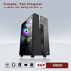 Hình ảnh VỎ CASE MÁY TÍNH VSP GAMING KB09 - ĐEN - KHÔNG KÈM FAN - JL -HÀNG CHÍNH HÃNG