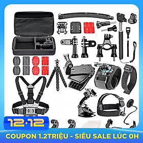 Bộ Phụ Kiện 50 in 1 cho GOPRO Hộp Đựng Cao Cấp Tặng Kèm Phao Nổi - Black