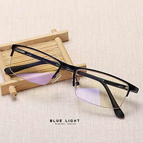 Kính Giả Cận, Gọng Kính Cận Nam Nữ Mắt Vuông Nửa Gọng Thanh Lịch Không Độ Hàn Quốc - BLUE LIGHT SHOP