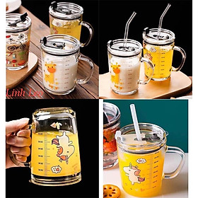 Mua Cốc Nước  Ly Pha Sữa Thuỷ Tinh Có Nắp Đậy  Vạch Chia Chịu Nhiệt Cực Kỳ Tiện Lợi Kèm Ống Hút