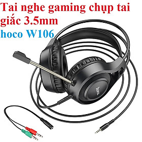 Tai nghe gaming chụp tai 1 chân cắm 3.5mm cho điện thoại laptop hoco W106 _ Hàng chính hãng