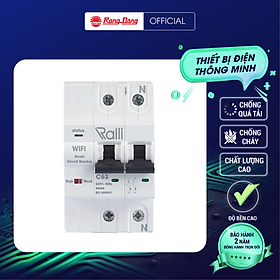 Mua Aptomat thông minh WiFi Rạng Đông. Model: RD.MCB.WF 2P C63 Kết nối và điều khiển từ xa thông qua WIFI  Bảo vệ an toàn  Bảo vệ quá tải.