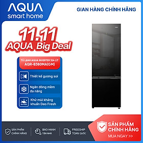 Freeship toàn quốc - Tủ lạnh ngăn đông dưới Aqua Inverter 324 lít AQR-B380MA(GM) - Bảo hành 2 năm - Hàng chính hãng