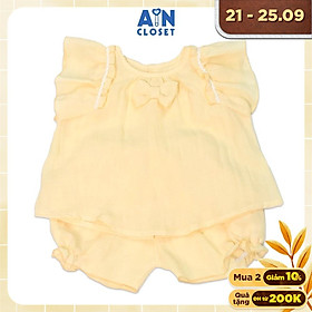 Bộ quần áo ngắn bé gái Vàng canary cotton lụa - AICDBG4ISUUZ - AIN Closet