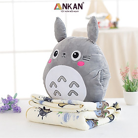 Bộ Chăn Gối Văn Phòng 3 Trong 1 Hình Thỏ Xám Và Thỏ Hồng TOTORO Xinh Đẹp