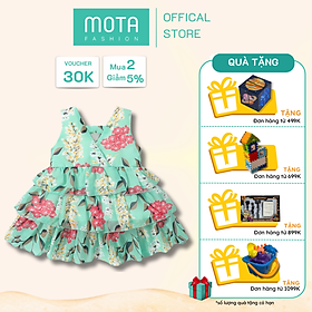 [A124 - Mota Fashion] Váy voan tơ lót lụa phối hoạ tiết hoa đủ size cho bé gái từ 15-32kg Mota Fashion - Hàng chính hãng