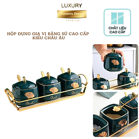 Mua Bộ Đựng Gia Vị Bằng Sứ Cao Cấp Gồm 3 Sets Hoa Văn Ngẫu Nhiên DECOR LUXURY - Hàng Nhập Khẩu