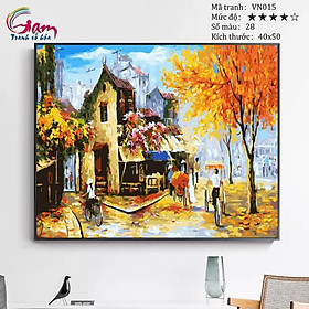 Mua Tranh tô màu theo số sơn dầu số hóa Tranh phong cảnh Việt Nam Mùa thu phố cổ mã VN015