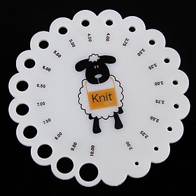 White Round Lamb Knitting Needle Gauge Check Knit Tool Ruler Measure Range