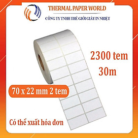 Mua 10 cuộn giấy In Mã Vạch 2 tem  In tem Decal nhiệt 2 tem 70x22 mm
