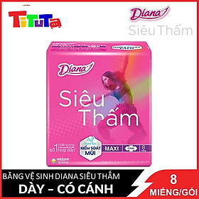 Băng vệ sinh Diana Siêu thấm Maxi (dày) có cánh 8 miếng/gói