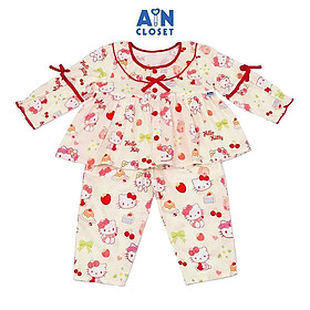 Bộ quần áo Dài bé gái họa tiết Mèo Đỏ Cotton - AICDBG7R098A - AIN Closet