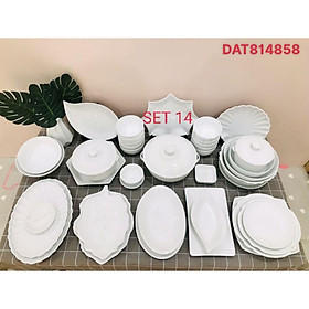 Set bộ đồ ăn sứ trắng cao cấp Bát Tràng (nhiều set)