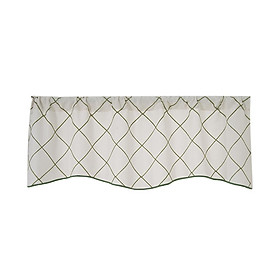 Embroidered Grid Valance Curtain Short Coffee Curtain White_A 42x18inch