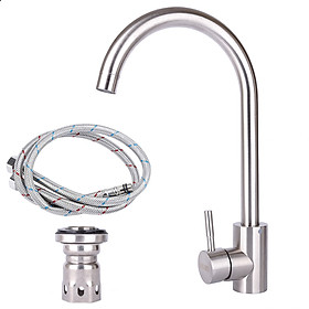 Mua Vòi rửa chén bát nóng lạnh Inox 304 HOBBY CRC2L thân vòi 11cm - có sẵn 2 dây nóng lạnh
