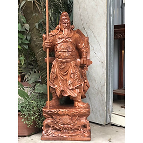 Mua Tượng quan công trấn ải đứng trên đầu hổ phù bằng gỗ hương đá kt cao 100×37×24cm