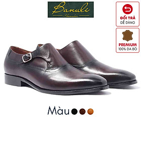 Giày Tây Monk Strap Banuli Nam Công Sở Da Bê Italian 1 Khoá Cài H1MS1M0 (Da Mềm Dẻo, Đế Siêu nhẹ, Bảo Hành Trọn Đời)