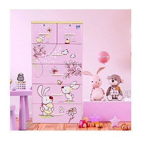 Mua Tủ nhựa 5 tầng Qui Phúc KID màu hồng mẫu Con Thỏ KT 600 x 470 x 1300 mm _ Juno Sofa hàng lắp sẵn