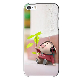 Ốp lưng nhựa cứng nhám dành cho iPhone 5S in hình Heo Thơ Mộng