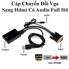 Cáp Chuyển Đổi Vga Sang Hdmi Có Audio Full Hd