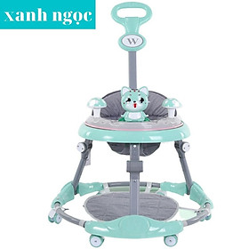 Xe tròn tập đi cho bé baby walk - xe dụng cụ tập đi có cán đẩy điều chỉnh cao thấp có nhạc,đèn