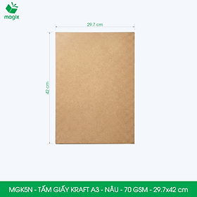 MGK5N - A3 - 70 gsm - 500 tờ giấy kraft nâu - Dùng gói hàng, bọc quà, làm nháp, chèn lót chống sốc
