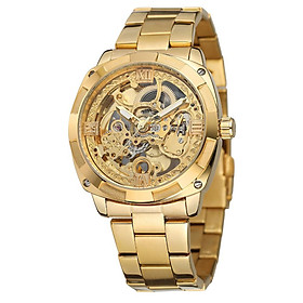 Đồng hồ doanh nhân thời trang nam FORSINING 207-1 bằng thép không gỉ, hiển thị thời gian, chống thấm nước 3ATM -Màu Vàng