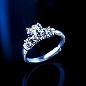 NS002 Nhẫn bạc đính đá Moissanite một carat