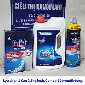 Combo Bột rửa bát finish 2.5kg+Muối rửa chén finish 1.2kg+nước bóng 1150ml - Combo Bột 2.5kg+muối 1.5kg+bóng 800ml