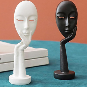 2pcs Modern Art Abstract Thinker Face Sculpture Statue Figurine Head Ornament