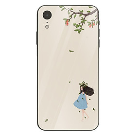 Ốp kính cường lực in họa tiết Cô gái đội vòng nguyệt quế dưới tán cây - THNH0015 cho điện thoại iPhone XR
