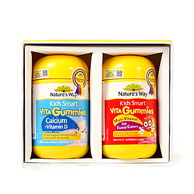 Combo 2 Kẹo Dẻo Cho Bé Nature's Way Kids Smart Vita Gummies Calcium + Vitamin D Và Multi Vitamin for Fussy Eaters