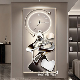 Mua (HCM) Tranh đồng hồ tráng gương họa tiết sang trọng 4 trang trí phòng khách quà tân gia kèm đinh