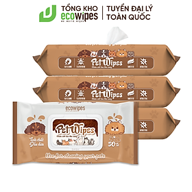 Khăn ướt vệ sinh thú cưng Pet Wipes gói 50 tờ mùi hương tự nhiên vừa làm sạch khử mùi cho chó mèo