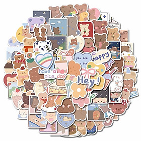 Sticker gấu phong cách hàn quốc hoạt hình cute trang trí mũ bảo hiểm,guitar,ukulele,điện thoại,sổ tay,laptop-mẫu S17