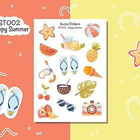 Hình ảnh Sticker sheet happy summer - chuyên dán, trang trí sổ nhật kí, sổ tay | Bullet journal - Unim029