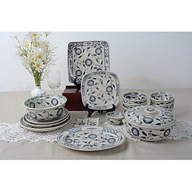 Mua Bộ bát đĩa men tràm cổ 15-18 món. Gốm sứ Bát Tràng