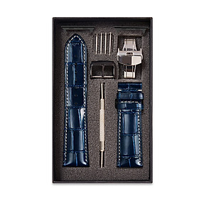 Dây Đồng Hồ Thay Thế Dành Cho Apple Watch 48 Ultra 45/44/42mm - 41/40/38mm, Chất Liệu Da Cá Sấu Cao Cấp Màu Xanh Navy May Thủ Công Chỉ Trắng Tương Thích Các Phiên Bản Series 8/7/6/5/4/3/2/1/SE Bảo Hành 12 Tháng