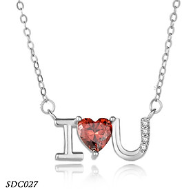 Dây chuyền chữ cong liền mặt có chữ I love you bạc Ý cao cấp - SDC027