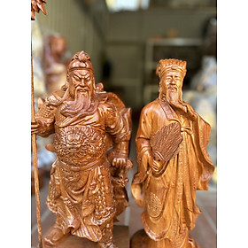 Mua Cặp tượng quan văn quan võ khổng minh gia cát lượng và quan công  bằng gỗ hương đá kt cao 60cm