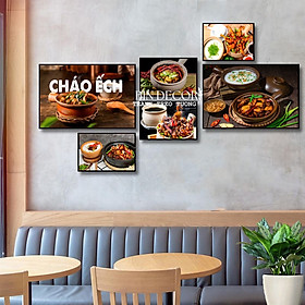 (Ảnh chụp thật) Tranh treo tường cháo ếch 1 trang trí decor quán nhà hàng kèm đinh treo