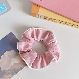 Dây cột tóc nữ, scrunchies màu trơn viền màu, họa tiết xinh xắn, viền điệu đà