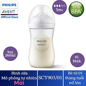 Bình sữa Philips Avent mô phỏng tự nhiên mới nhựa PP (260ml) cho bé từ 1 tháng SCY903.01 SCY903.66 SCY903.67 SCY903.02