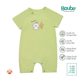 Bộ liền thân, bodysuit cộc tay cúc chéo cho bé sơ sinh nhiều màu sắc Boube, vải Cotton organic thoáng mát - Size 0-12M