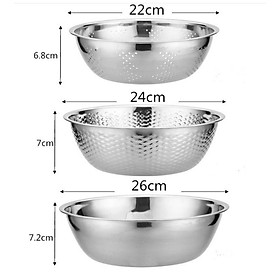 Mua HÀNG ĐẸP XUẤT SẮC BỘ BA THAU RỔ INOX CẨNY CHUẨN INOX 304 KHÔNG RỈ