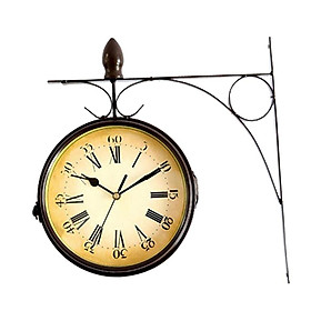 Antique Double Sided Wall Clock Classical Mute Clock for Living Room Decor