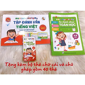 Combo Tập đánh vần tiếng Việt và Chinh phục toán học cho bé từ 4-6 tuổi(tặng kèm bộ thẻ chữ cái và chữ ghép)