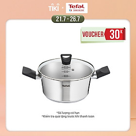 Nồi inox Tefal Simpleo B9054495 20cm (Trắng) - Có thể sử dụng cho bếp từ- Điều chỉnh mức nước dễ dàng - Hàng chính hãng