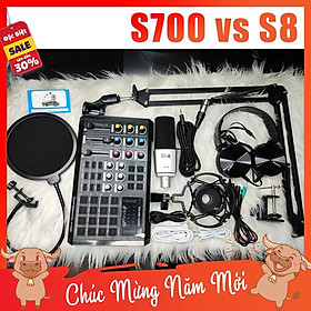 Mua Combo Mic Thu Âm S700 + SoundCard S8 + full phụ kiện livestream karaoke thu âm cao cấp sang chảnh