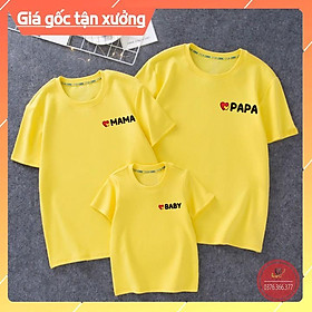 Áo thun gia đình 3/4/5 người đồ đồng phục gia đình giá rẻ chất cotton mềm mịn phông màu vàng GD316VD DONGPHUCSG
